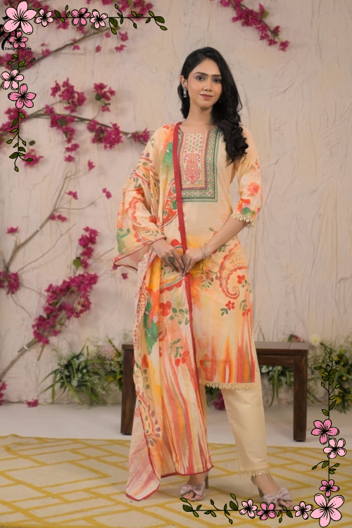 Cotton and Rayon Kurti Pant Set