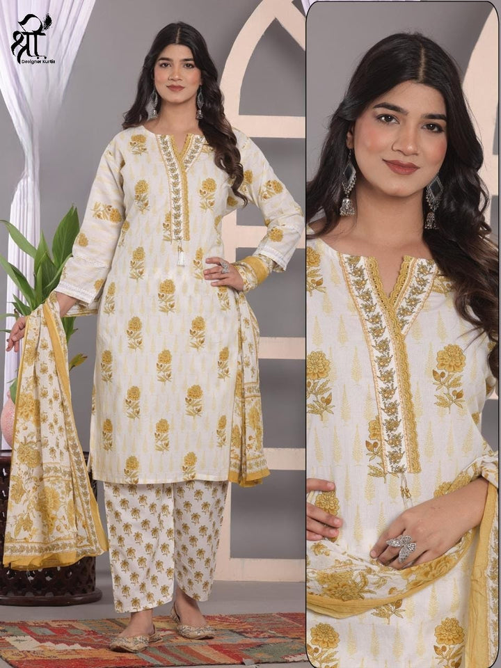 Shree Jee 3 Pcs Kurti Sets Straight Cotton (Rs.625 per piece)