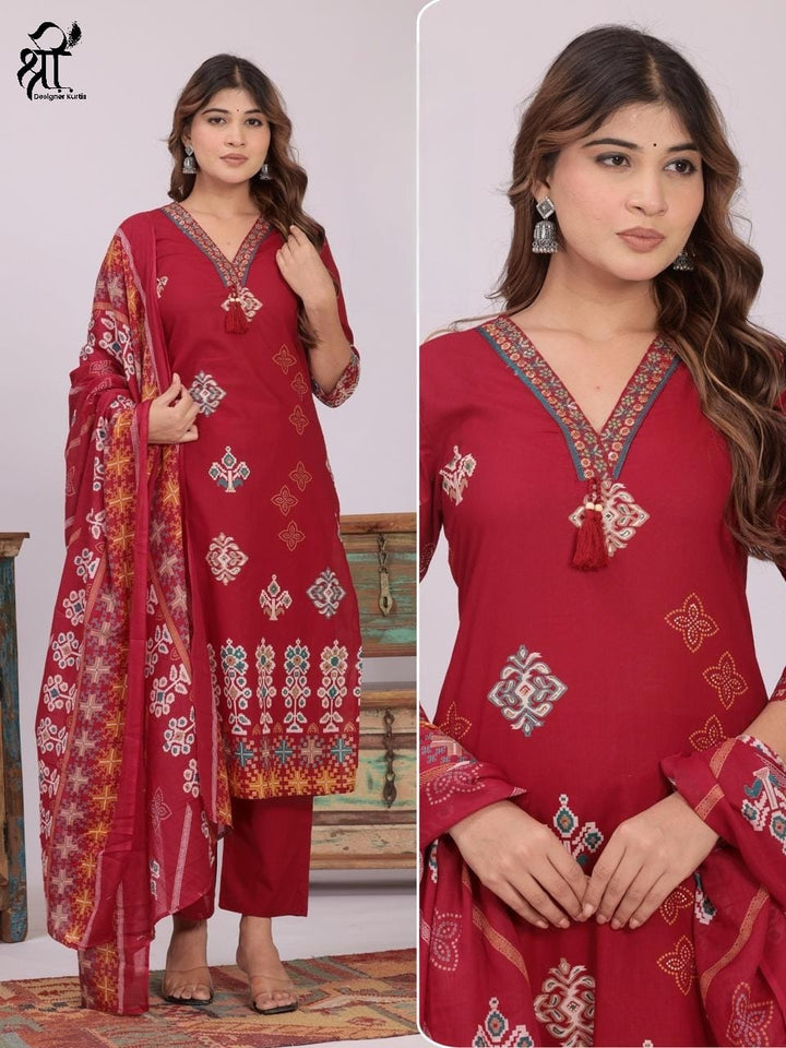 Shree Jee 3 Pcs Kurti Sets Straight Cotton (Rs.675 per piece)