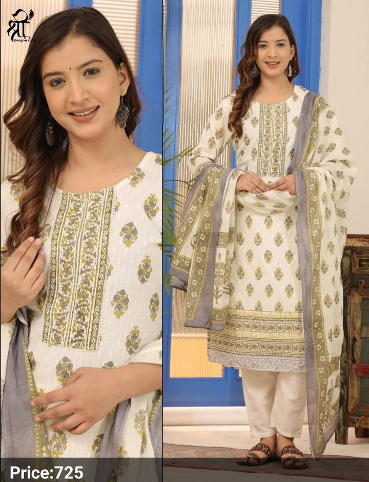Shree Jee 3 Pcs Kurti Sets Straight Cotton (Rs.725 per piece)