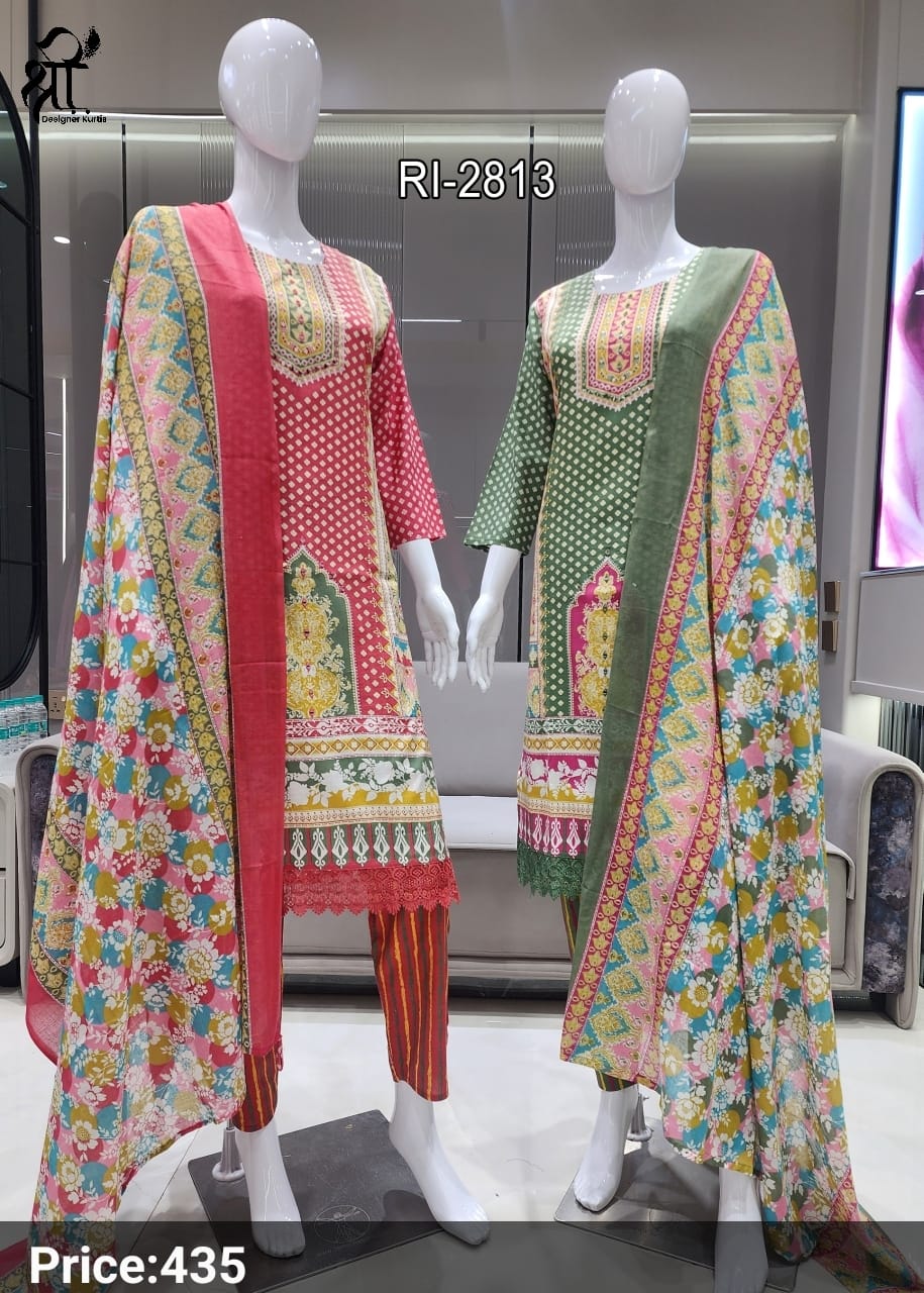 Shree Jee 3 Pcs Kurti Sets Straight Cotton (Rs.395 per piece)