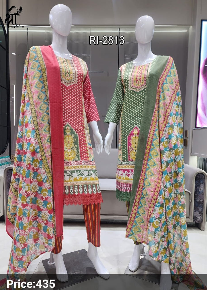 Shree Jee 3 Pcs Kurti Sets Straight Cotton (Rs.395 per piece)